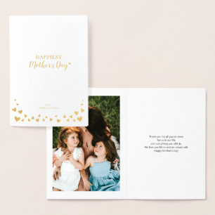 Dorée Cœurs Dorés   Bonne Fête des Mères Carte Photo à F