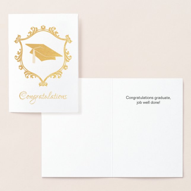 Dorée Elégant Gold Foil Graduation Carte Félicitations (Affichage)