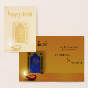 Dorée Festive Happy Diwali Fireworks Carte de voeux Foil
