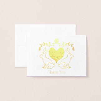 Dorée Foil Bunny & Carte de remerciements de coeur