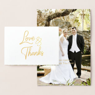 Dorée Gold Foil Calligraphie Mariage Merci Carte photo