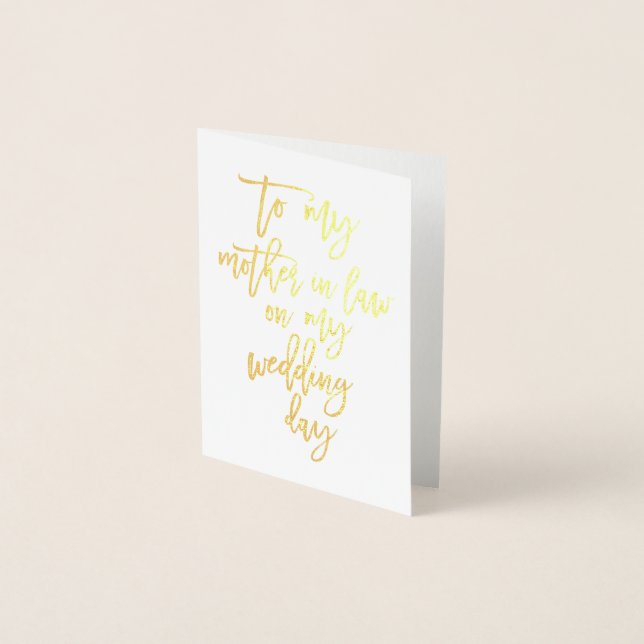 Dorée Gold Foil Mariage Mère En Droit Carte de remerciem (Devant)