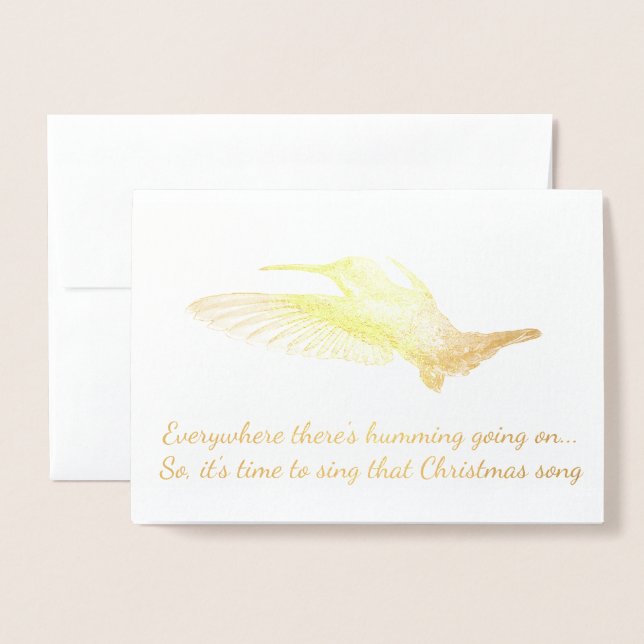 Dorée HAMbWG - Carte Gold Foil - Oiseau Humming (Devant avec enveloppe)