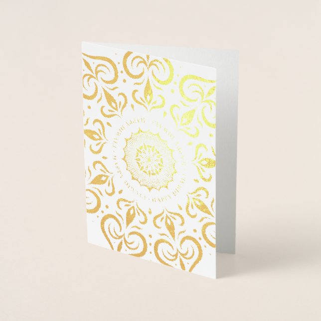 Dorée Happy Diwali Grand Mandala - Carte Foil (Devant)