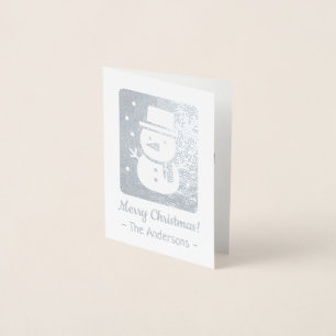 Dorée Jolie carte de Noël en papier d'argent avec bonhom