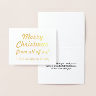 Dorée "Joyeux Noël de nous tous !" Carte