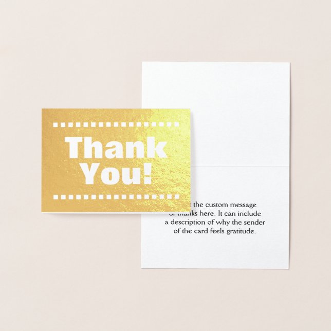 Dorée "Merci" minimal et personnalisable ! Carte (Affichage)