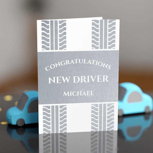 Dorée Nouvelle carte Félicitations Foil Treads Driver Ti (Congrats to the new driver who just passed their driving test! Just add your message)