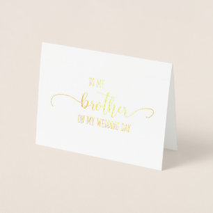 Dorée Or à mon frère Carte de remerciements de mariage