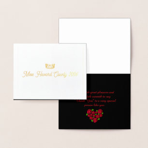 Dorée Pageant Miss Mrs USA America Ado Carte de remercie