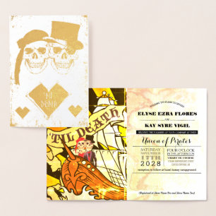 Dorée Pirate Mariage Gold Foil Passeport Carte Foil