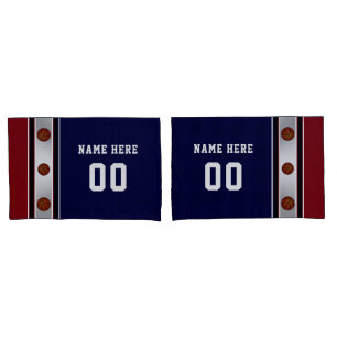 D'oreillers Housse de coussin de basketball rouge foncé, blanc
