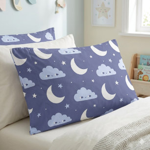 D'oreillers Housse de coussin Navy Kawaii Lune Étoiles Nuages