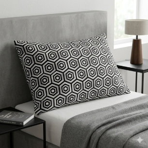 D'oreillers Housse de coussin noir blanc hexagone motif géomét