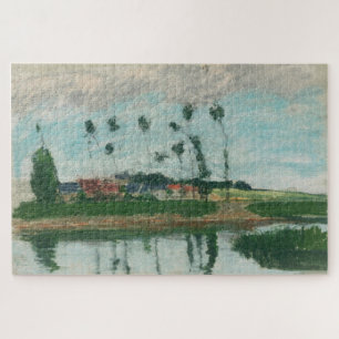 Dorf am Rande eines Teiches (1869) von Pissarro