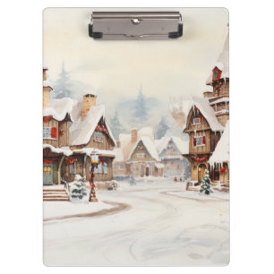 Dorf an einem Weihnachtsfeiertag Klemmbrett