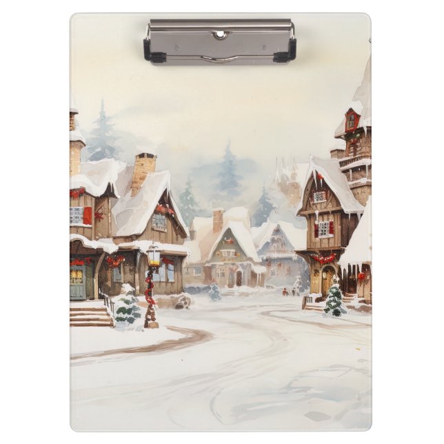 Dorf an einem Weihnachtsfeiertag Klemmbrett (Vorderseite)