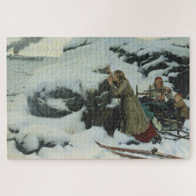 Dorf Burnt im Winter (von Albert Edelfelt) (Horizontal)