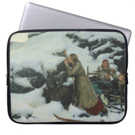 Dorf Burnt im Winter (von Albert Edelfelt) Laptopschutzhülle