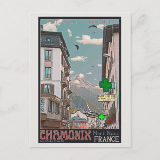 Dorf Chamonix (schwarz) Postkarte