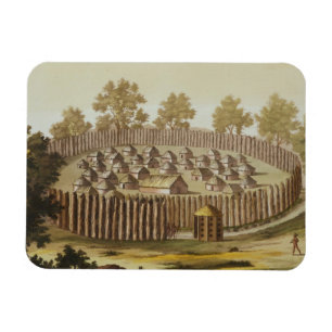 Dorf eines indigenen Stammes in Florida, gravieren Magnet