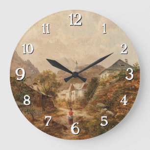 Dorf - Emil Barbarini Große Wanduhr