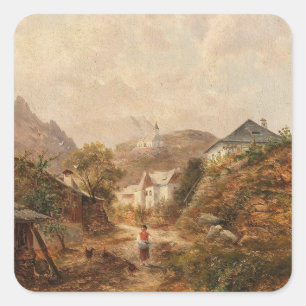 Dorf - Emil Barbarini Quadratischer Aufkleber