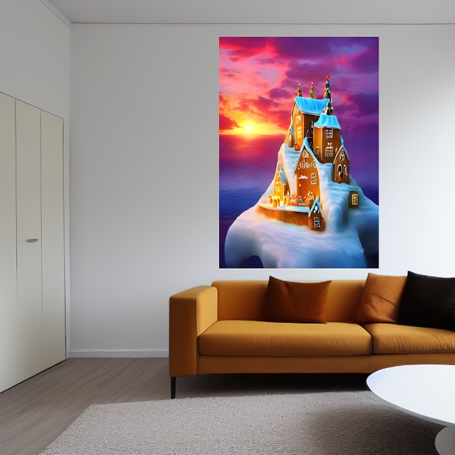 Dorf Gingerbrei auf einem Eisberg | AI Art Poster (Von Creator hochgeladen)