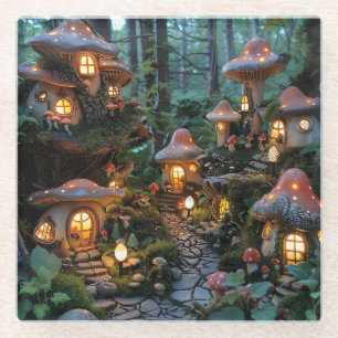 Dorf Gnome zur Zeit des Abends Glasuntersetzer