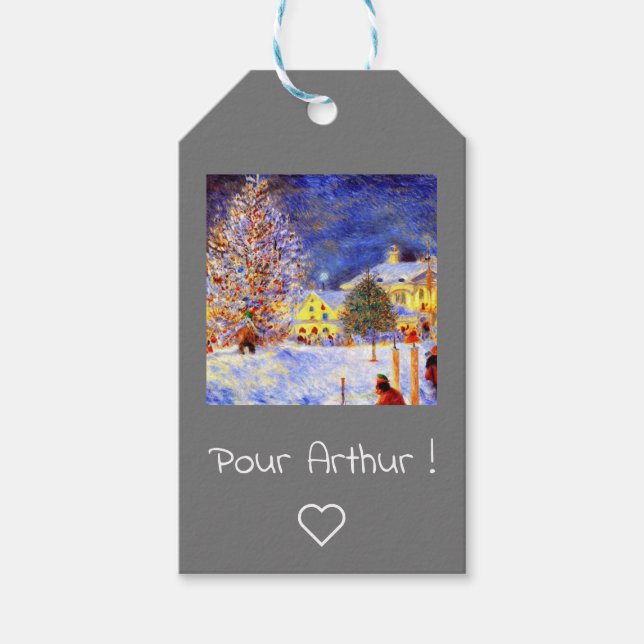 Dorf im Winter Geschenkanhänger (Vorderseite)