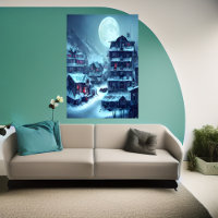 Dorf in der Nacht im Schneeberg | Art der AI