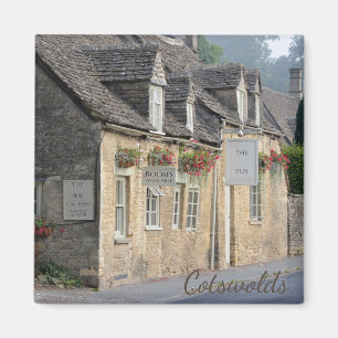 Dorf-Kneipe im Cotswolds Textmagneten Magnet