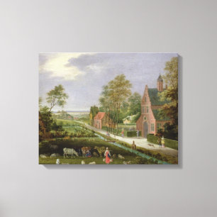 Dorf-Landschaft Leinwanddruck