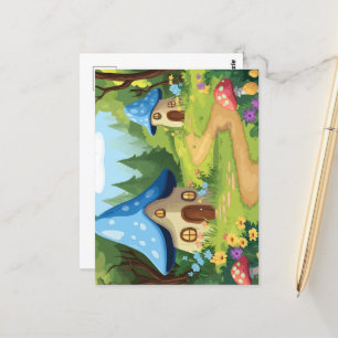 Dorf Mushroom im Wald Postkarte