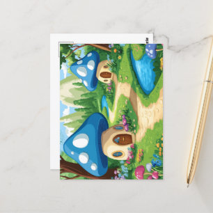 Dorf Mushroom im Wald Postkarte