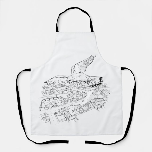 Dorfbild / Skizze Schürze (Vorderseite)