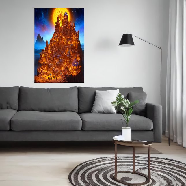 Dörfchen Gingerbread in der Nacht | Art der AI Poster (Von Creator hochgeladen)