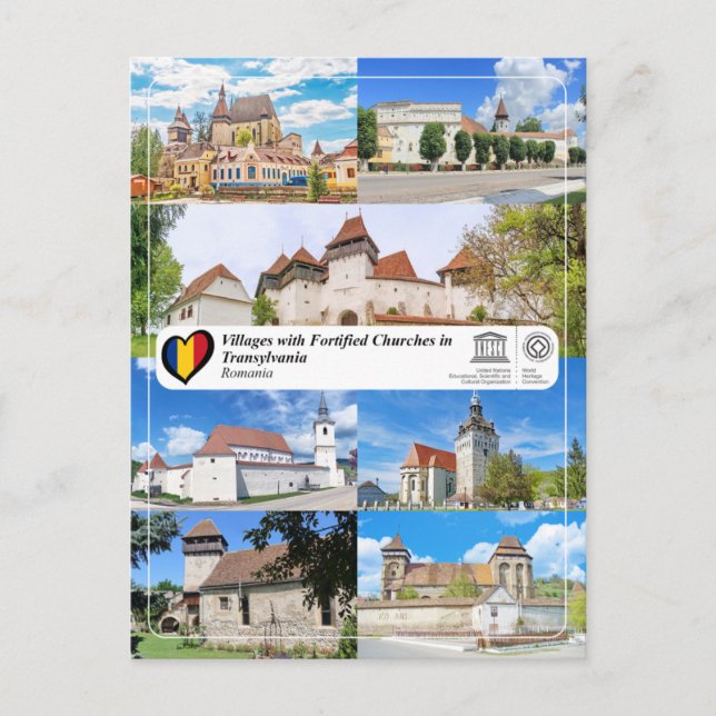 Dörfer mit befestigten Kirchen in Siebenbürgen P Postkarte (Vorderseite)