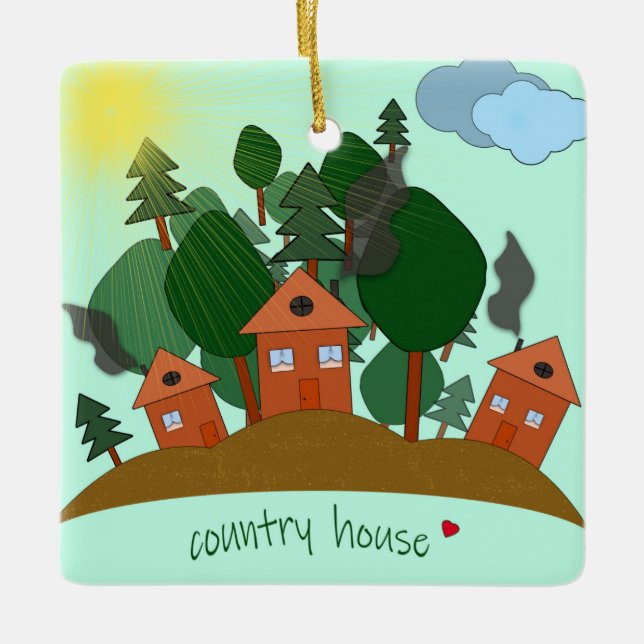 Dorfhäuser am Waldrand. Keramikornament (Vorderseite)