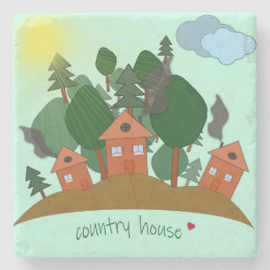 Dorfhäuser am Waldrand. Steinuntersetzer