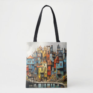 Dorflandschaft Abstrakte Kunst Tasche