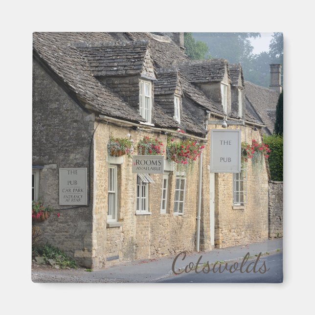 Dorfpub im Textmagneten der Cotswolds Magnet (Vorne)