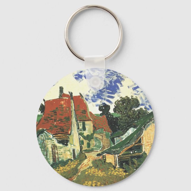 Dorfstraße in Auvers von Vincent van Gogh Schlüsselanhänger (Vorderseite)