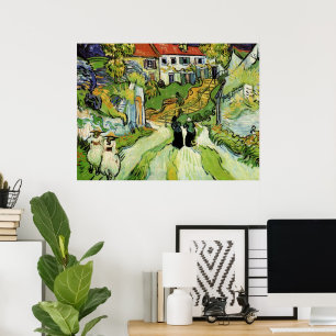 Dorfstraße und Treppen Auvers, Figuren Poster