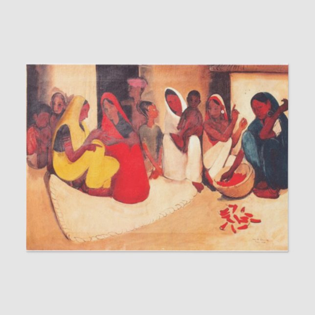 Dorfszene von Amrita Sher-Gil Seidenpapier (Vorderseite)
