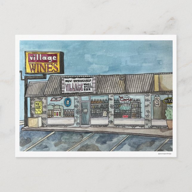 Dorfweine handgemalt Postkarte (Vorderseite)