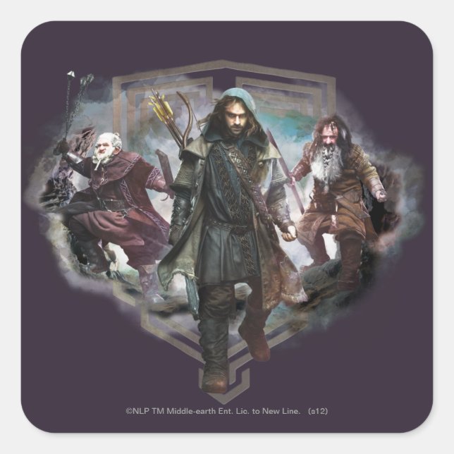 Dori, Kili und Bifur Quadratischer Aufkleber (Vorderseite)