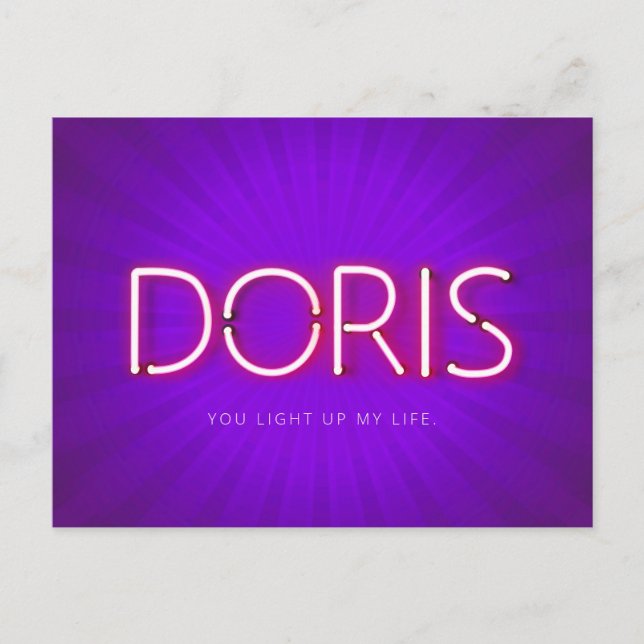 Doris Name in leuchtenden Neonleuchten Postkarte (Vorderseite)