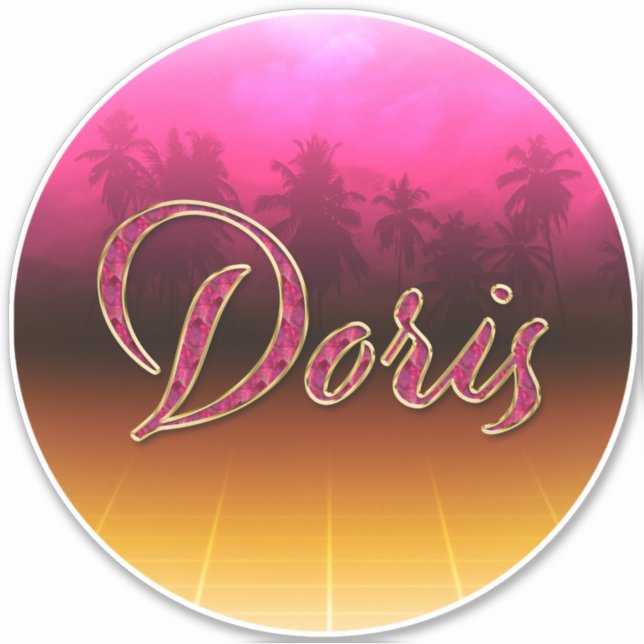 Doris Prénom Golden Pink Autocollants (Devant)