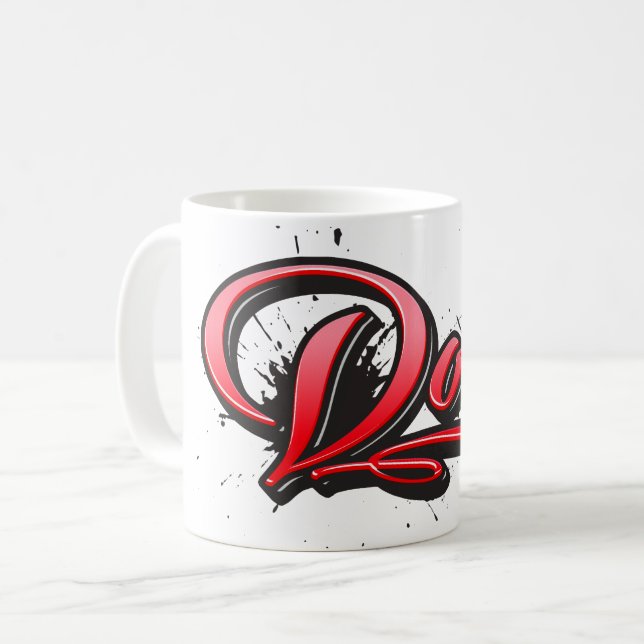 Doris red Heart Graffiti Tasse Kaffeetasse (Vorderseite Links)